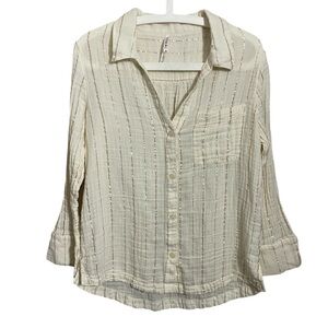 SOMA Cotton Gauze Long Sleeve Notch Collar Pajama Top